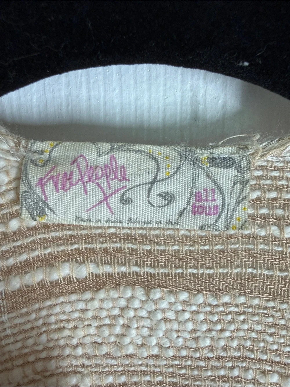 Free People Beige and Cream Striped Shawl kimono style top